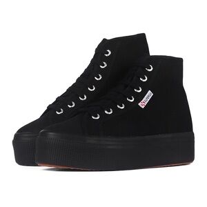 Superga all black platform high tops